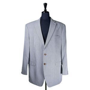 Chaps Ralph Lauren Mens Blazer 48L Blue White Check 2 Button Sport Coat Jacket